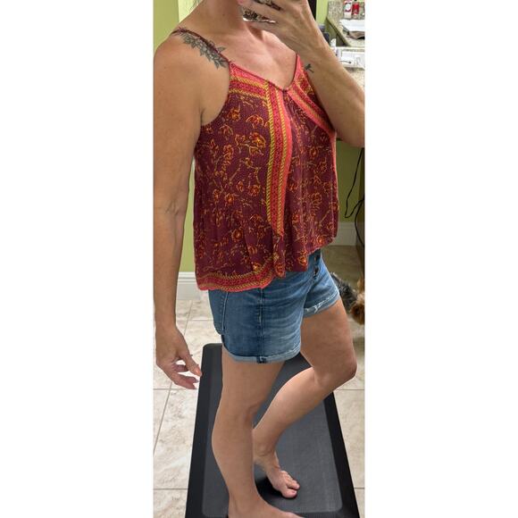 Free people tank red pink spaghetti strap boho flowy medium Y2K hippie - Picture 3 of 7